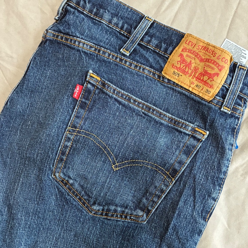 Levis 505 Regular Fit Straight Leg Jeans Mens 40x30 Blue Denim 00505-2255